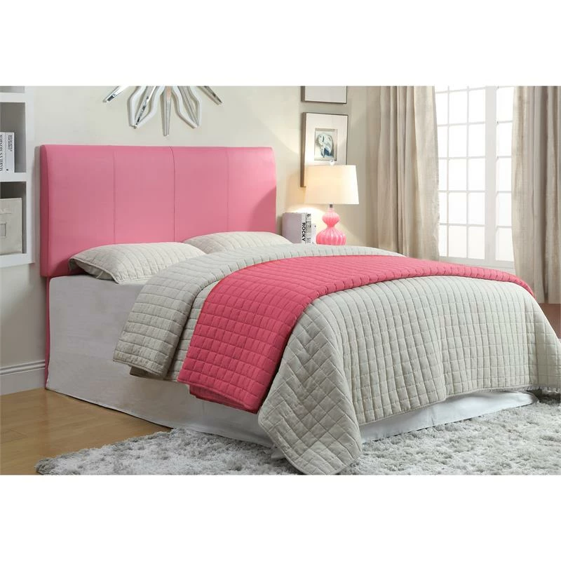 Deals โ๏ธ Furniture Of America Mevea Faux Leather Full/Queen Panel Headboard In Pink ๐ - Image 3