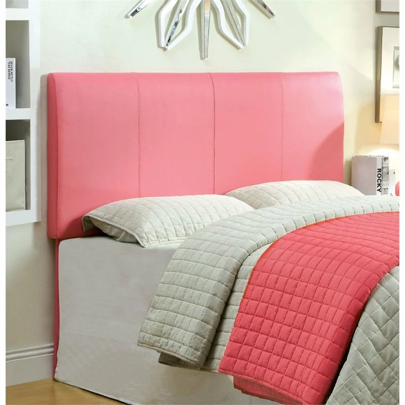 Deals โ๏ธ Furniture Of America Mevea Faux Leather Full/Queen Panel Headboard In Pink ๐ - Image 2