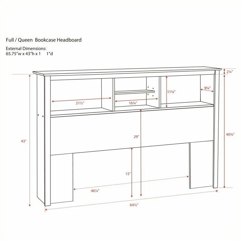 Budget ❤️ Bowery Hill Modern Wood Full Queen Bookcase Headboard In Black 🎁 - Image 5