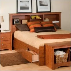 Buy 🛒 Bowery Hill Full Queen Bookcase Headboard In Cherry 🔥