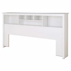 Hot Sale 👍 Bowery Hill Transitional Wood King Bookcase Headboard In White 🔔