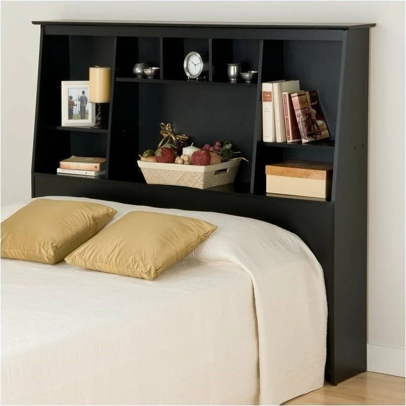 Top 10 👍 Bowery Hill Slant-Back Tall Full Queen Bookcase Headboard In Black ✔️