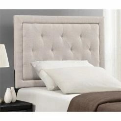 Deals 🔔 Atlin Designs Upholstered Twin Panel Headboard In Cream ⌛