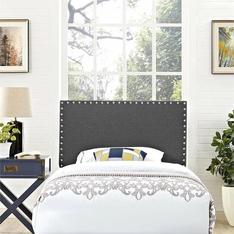 Hot Sale 🥰 Modway Phoebe Fabric Upholstered Twin Headboard In Gray 🎁 - Image 2