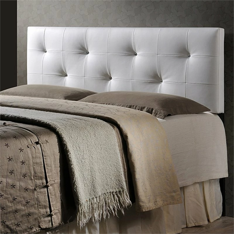 Outlet ๐ Baxton Studio Dalini Faux Leather Tufted Full Panel Headboard In White ๐ - Image 2