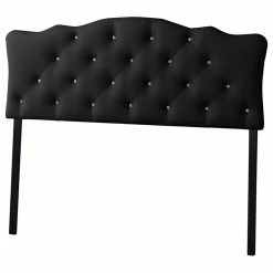 Hot Sale 🌟 Baxton Studio Rita Faux Leather Tufted Queen Panel Headboard In Black ✔️