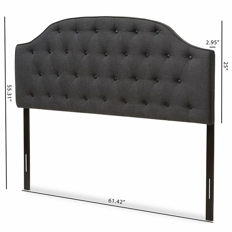 Outlet ๐ Baxton Studio Windsor Tufted Queen Panel Headboard In Dark Gray ๐ - Image 6