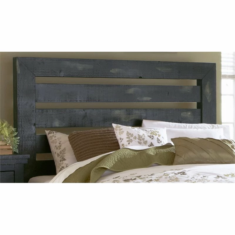 Outlet ❤️ Progressive Furniture Willow Queen Wood Slat Headboard In Distressed Black ⌛ - Image 3