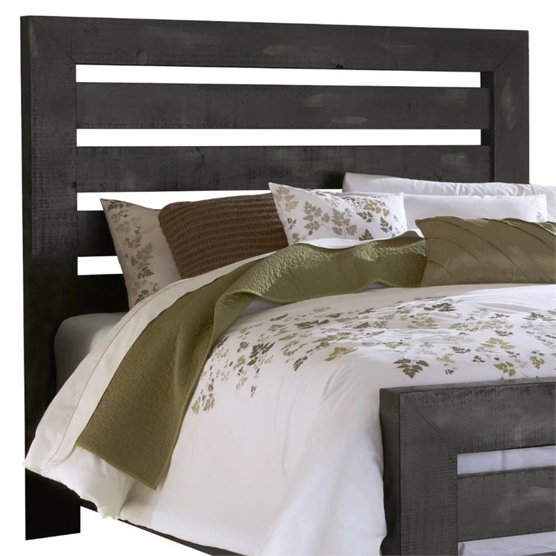 Outlet ❤️ Progressive Furniture Willow Queen Wood Slat Headboard In Distressed Black ⌛ - Image 2