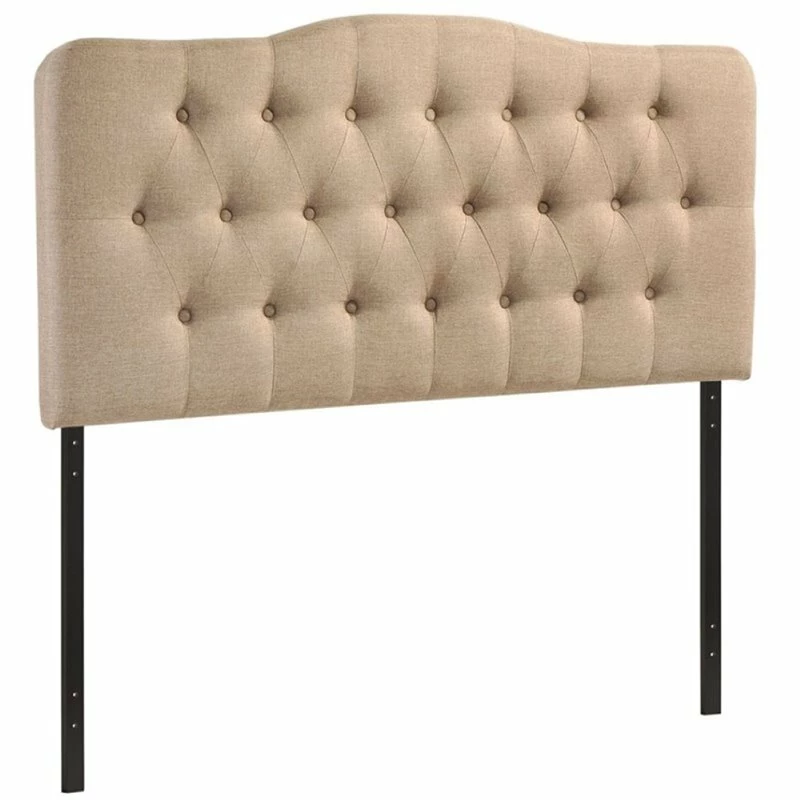 Wholesale 🎁 Pemberly Row Fabric Tufted King Panel Headboard In Beige 👍