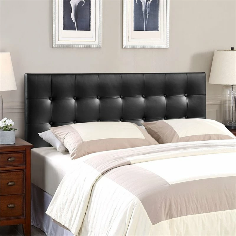 Coupon ❤️ Hawthorne Collections King Vinyl Panel Headboard In Black 😀 - Image 4