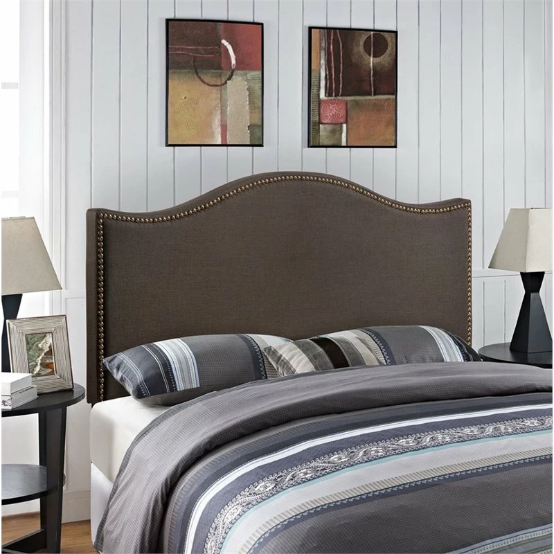 Outlet โ๏ธ Rosebery Kids Upholstered Queen Panel Headboard In Dark Brown ๐คฉ - Image 4