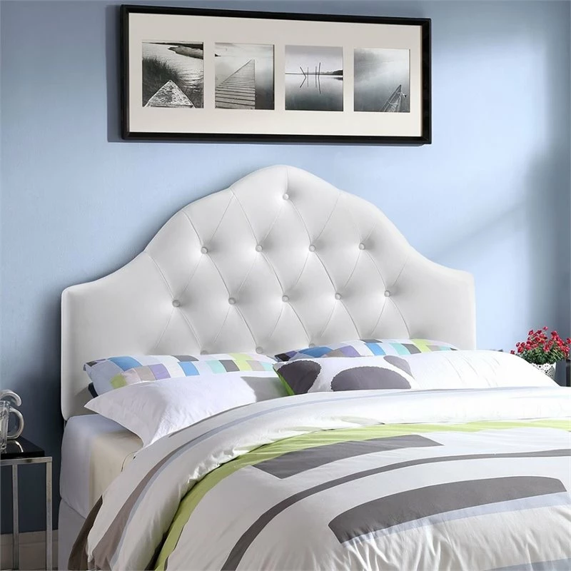 Outlet โญ Hawthorne Collections Hawthorne Collection Full Vinyl Tufted Panel Headboard In White ๐ฅ - Image 4