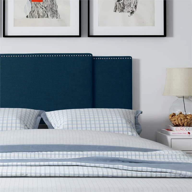 New โ๏ธ CorLiving Fairfield 3-in-1 Navy Blue Fabric Expandable Panel Headboard ๐ - Image 6