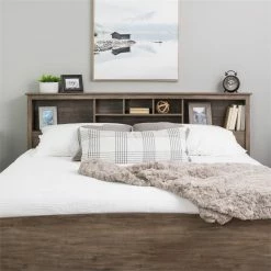 Promo 🥰 Prepac Salt Spring King Bookcase Headboard In Drifted Gray 👏