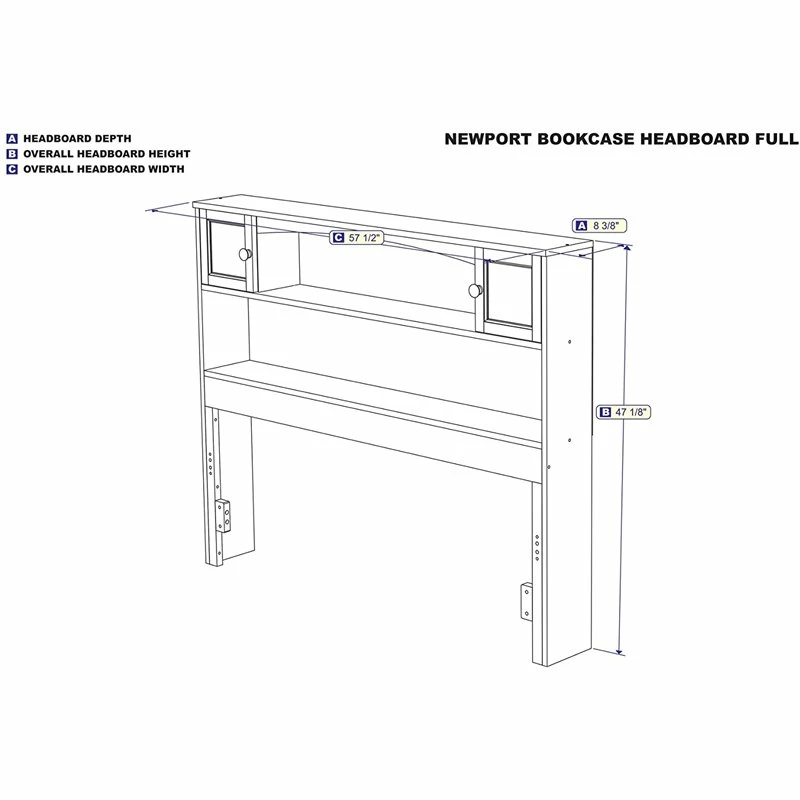 Outlet 🔔 Bowery Hill Solid Wood Bookcase Full Headboard In Gray 😉 - Image 4