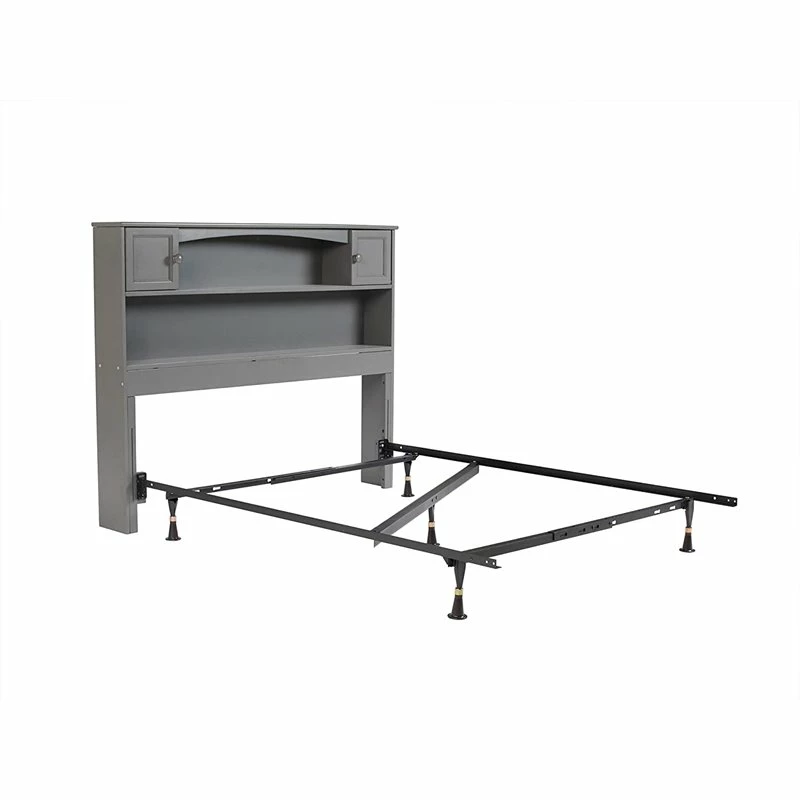 Outlet 🔔 Bowery Hill Solid Wood Bookcase Full Headboard In Gray 😉 - Image 6