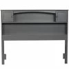 Outlet 🔔 Bowery Hill Solid Wood Bookcase Full Headboard In Gray 😉