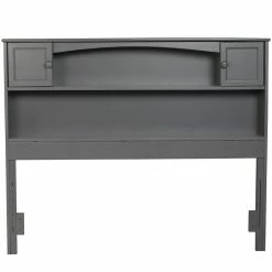 Outlet 🔔 Bowery Hill Solid Wood Bookcase Full Headboard In Gray 😉