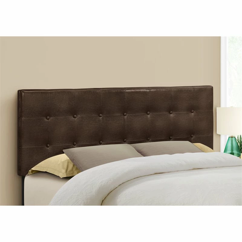 Brand new ๐ Monarch Queen Faux Leather Button Tufted Upholstered Panel Headboard In Brown ๐ - Image 2