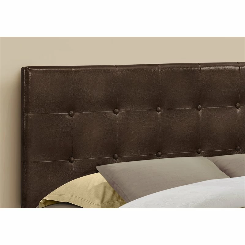 Brand new ๐ Monarch Queen Faux Leather Button Tufted Upholstered Panel Headboard In Brown ๐ - Image 3