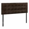 Brand new 😀 Monarch Queen Faux Leather Button Tufted Upholstered Panel Headboard In Brown 👍