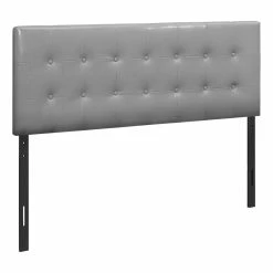 Cheapest 👏 Monarch Queen Faux Leather Button Tufted Upholstered Panel Headboard In Gray ⭐