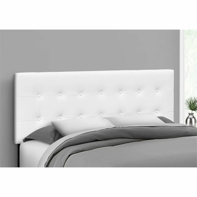 Brand new โ๏ธ Monarch Queen Faux Leather Button Tufted Upholstered Panel Headboard In White โค๏ธ - Image 2