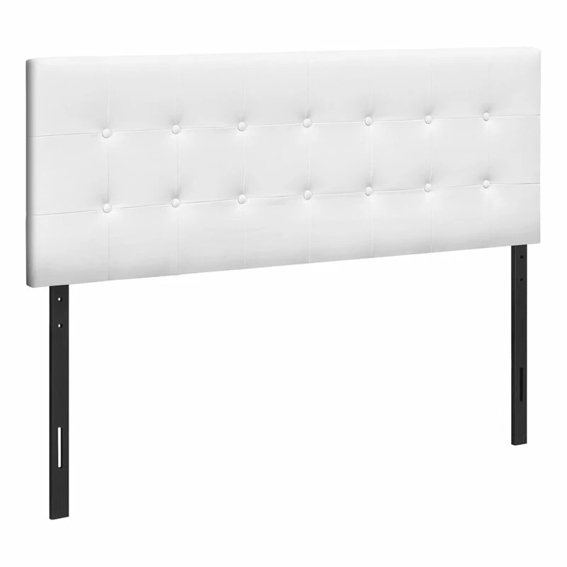 Brand new โ๏ธ Monarch Queen Faux Leather Button Tufted Upholstered Panel Headboard In White โค๏ธ