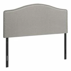 Best Pirce 🔔 Monarch Queen Linen Nailhead Trim Upholstered Panel Headboard In Gray ❤️