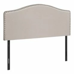 Best deal ๐คฉ Monarch Queen Linen Nailhead Trim Upholstered Panel Headboard In Beige ๐