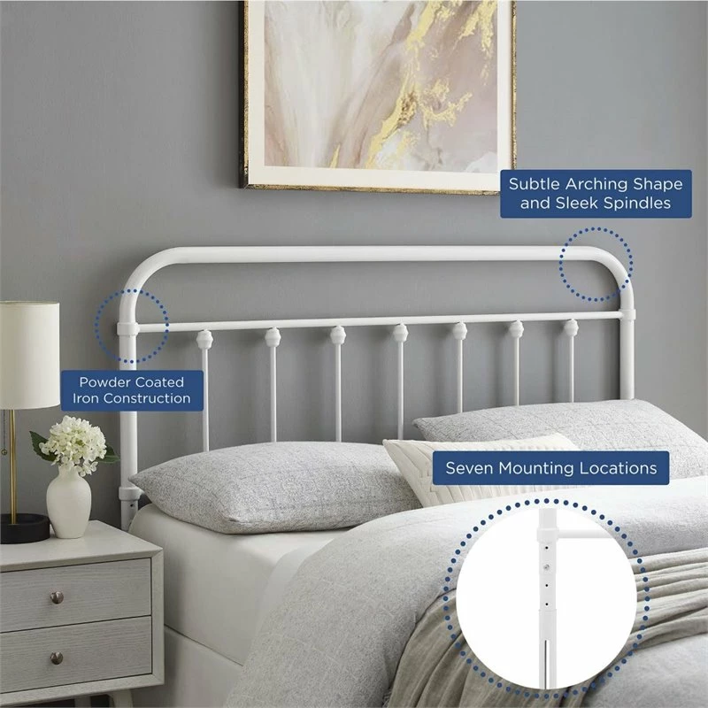 Best deal 🌟 Modway Sage Modern Farmhouse King Metal Spindle Headboard In White 💯 - Image 5