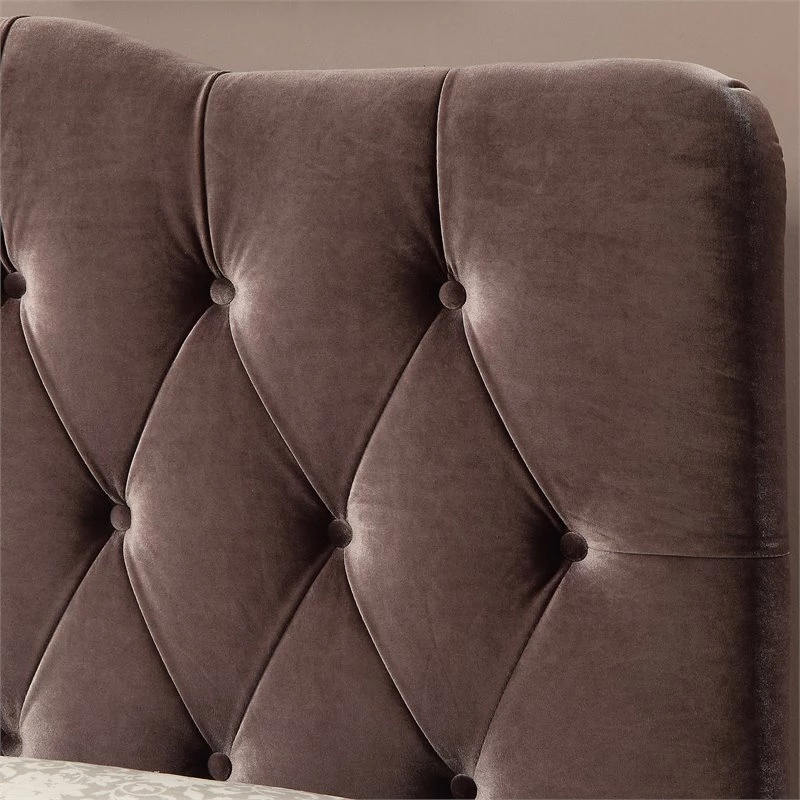 New 🎉 PRI Velvet Button Tufted King Soft Shape Panel Headboard In Rich Slate 🎁 - Image 4