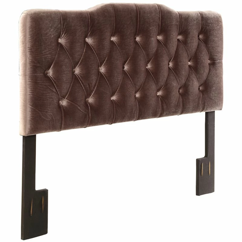 New 🎉 PRI Velvet Button Tufted King Soft Shape Panel Headboard In Rich Slate 🎁
