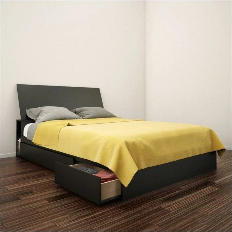 Discount ๐ Nexera Avenue Full Size Angled Panel Headboard With Storage In Black โค๏ธ - Image 3