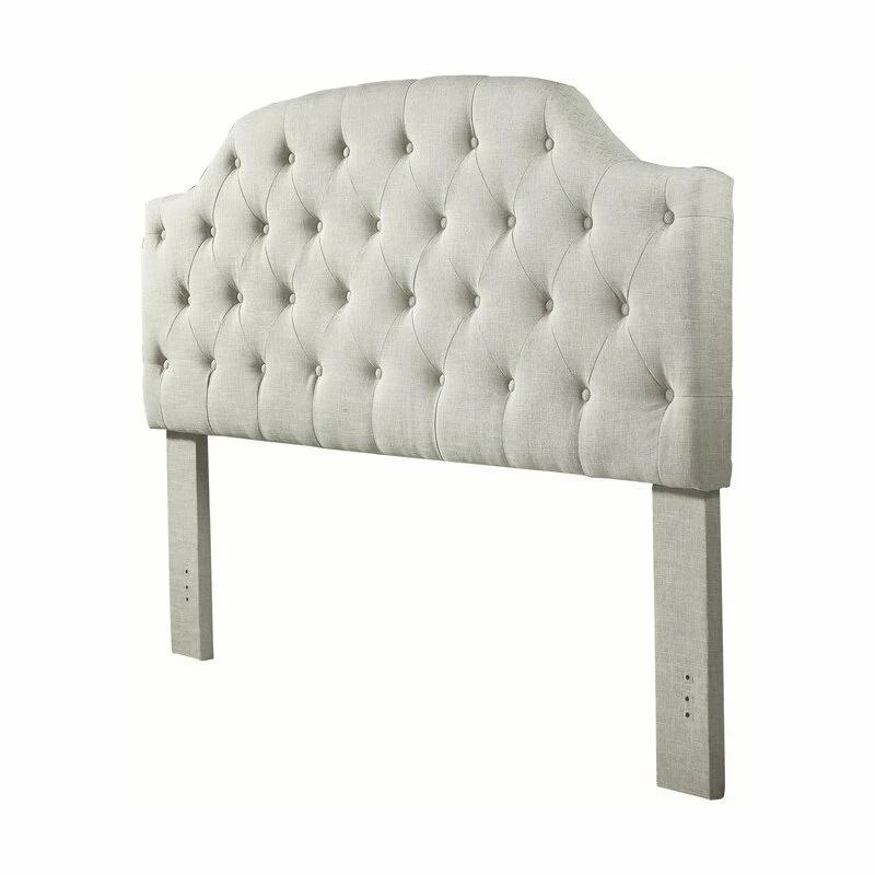 New 🤩 Uptown Club Freda Contemporary Fabric Tufted Queen Panel Headboard In Beige 🔔 - Image 2