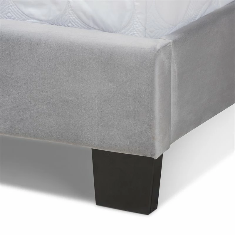 Best Sale ๐ Bowery Hill King Size Gray Velvet Panel Bed With Tufted Headboard ๐ฅฐ - Image 5