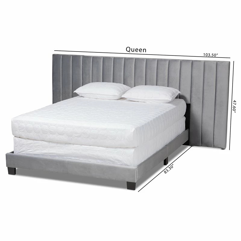 Best Sale ๐ Bowery Hill King Size Gray Velvet Panel Bed With Tufted Headboard ๐ฅฐ - Image 8