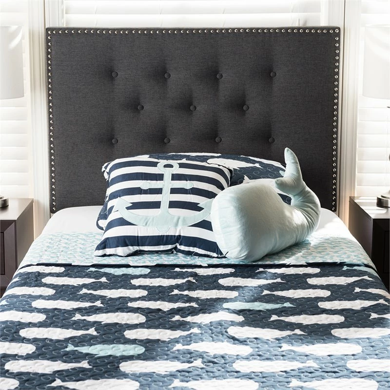 Hot Sale 💯 Bowery Hill Modern Tufted Twin Panel Headboard In Dark Gray ⌛ - Image 2