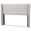 New 🔥 Bowery Hill Queen Winged Panel Headboard In Grayish Beige 🎁