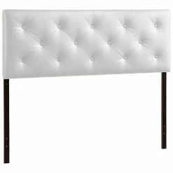 Flash Sale 😀 Bowery Hill Faux Leather Tufted Queen Panel Headboard In White 🔥