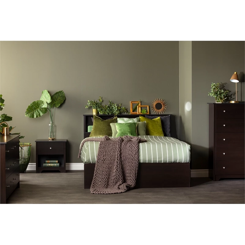 Discount 🔥 Pemberly Row Mid-Century Full Queen Storage Headboard In Chocolate ⭐ - Image 9