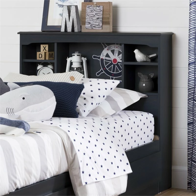 Discount 🌟 Pemberly Row Transitional Wood Twin Bookcase Headboard In Blueberry ❤️ - Image 2
