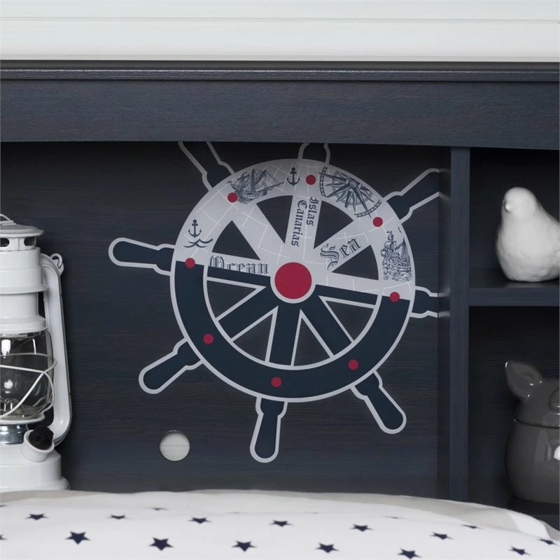 Discount 🌟 Pemberly Row Transitional Wood Twin Bookcase Headboard In Blueberry ❤️ - Image 4