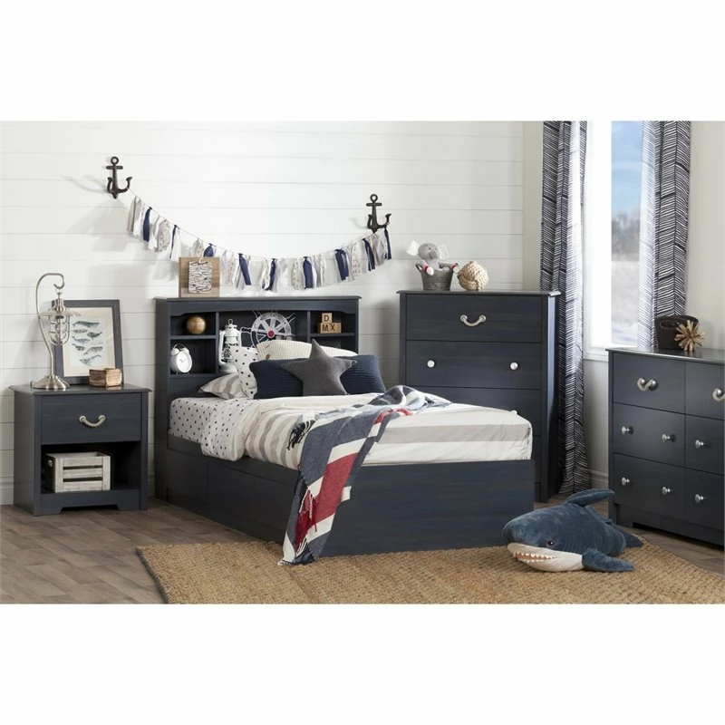 Discount 🌟 Pemberly Row Transitional Wood Twin Bookcase Headboard In Blueberry ❤️ - Image 6