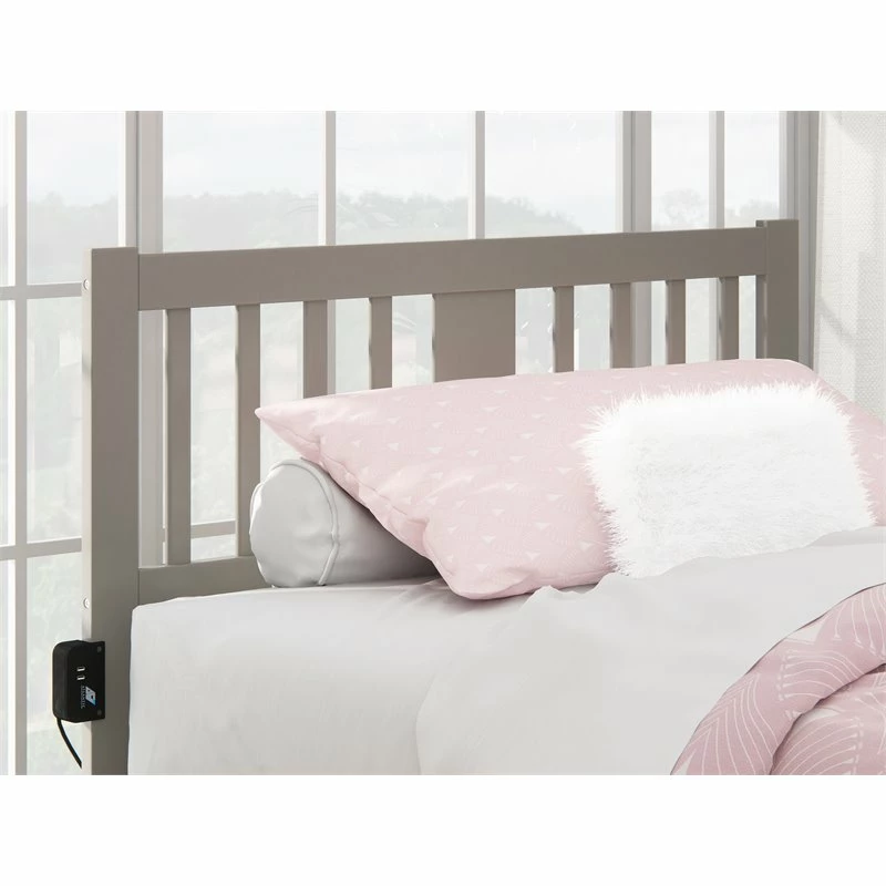 Buy ๐ Pemberly Row Full Spindle Headboard With USB Turbo Charger In Gray ๐ - Image 2