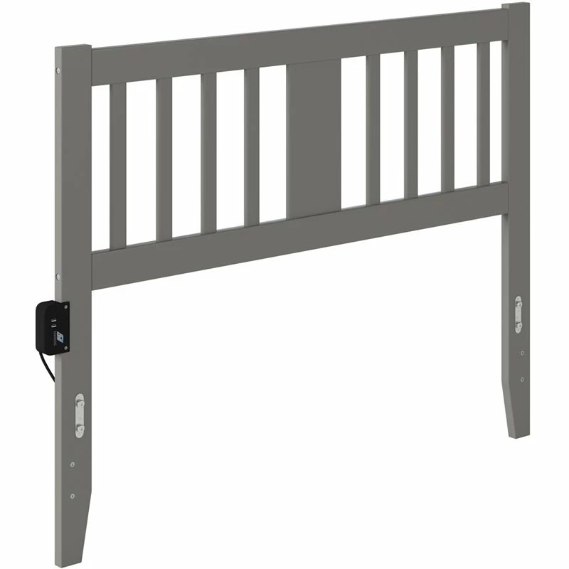 Buy ๐ Pemberly Row Full Spindle Headboard With USB Turbo Charger In Gray ๐