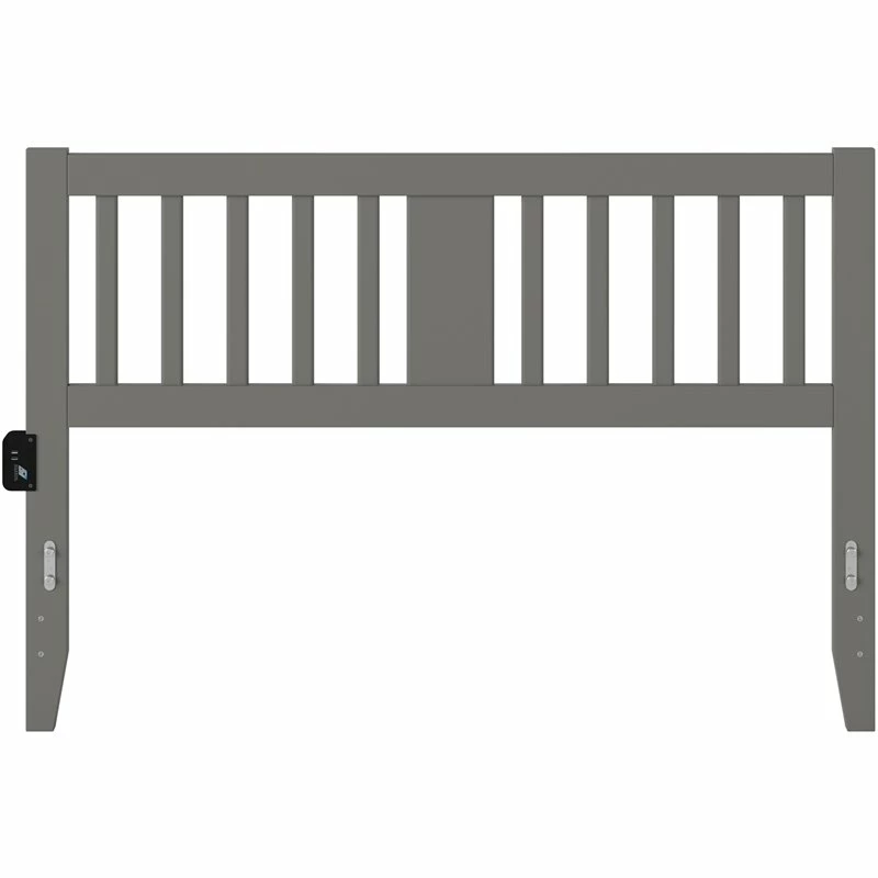 New 😍 Pemberly Row Queen Spindle Headboard With USB Turbo Charger In Gray 🛒 - Image 3