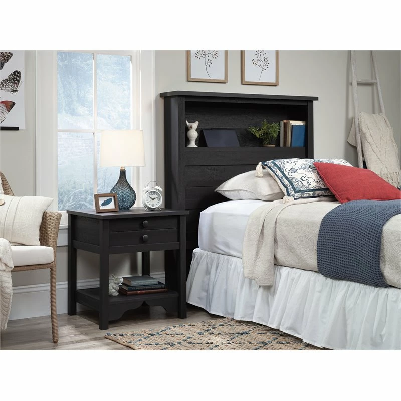 Deals 😉 Pemberly Row Twin Wooden Bookcase Headboard In Raven Oak 🌟 - Image 2