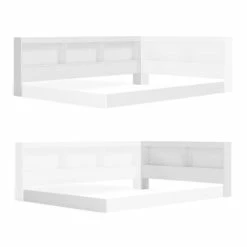 Best Sale ✔️ Home Square 2-Piece Set With 80.47 Inch & 81.06 Inch Headboard Storage Bookcases 🔔